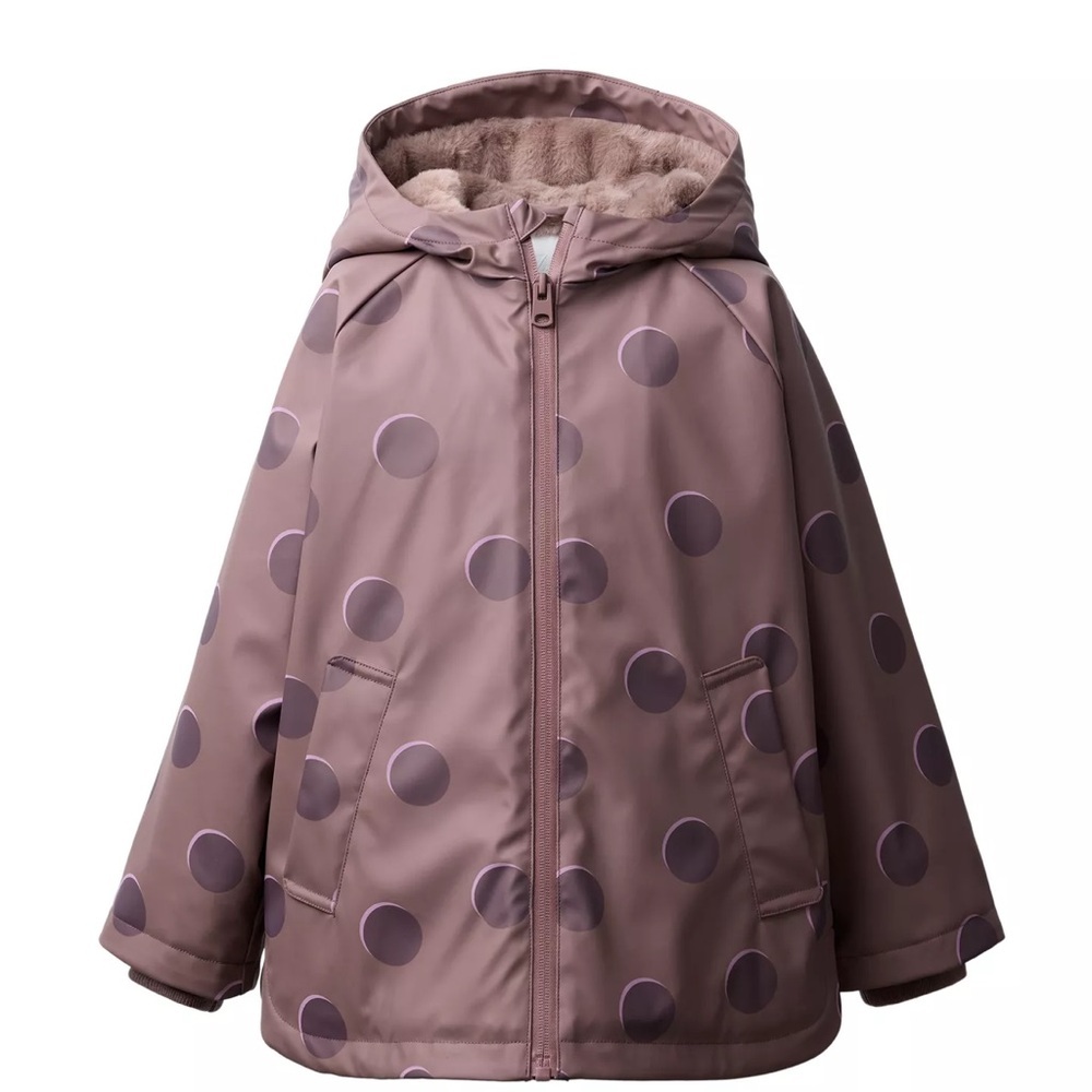 Zara Mauve Polka Dot Hooded Raincoat